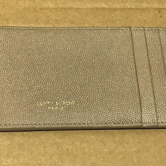 Saint Laurent Uptown Grained Dark Beige Leather Card Holder - Picture 1 of 4